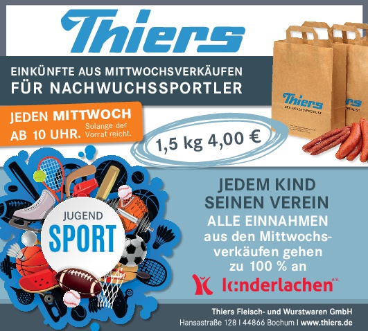 JEDEM KIND SEINEN VEREIN: ALLE EINNAHMEN aus den Mittwochsverkäufen gehen zu 100 % an kinderlachen e.V.